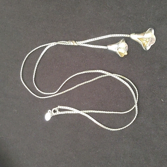 Avon Jewelry - Avon Vintage Silver Tone Lily Lariat Tassel Necklace 22" Vintage